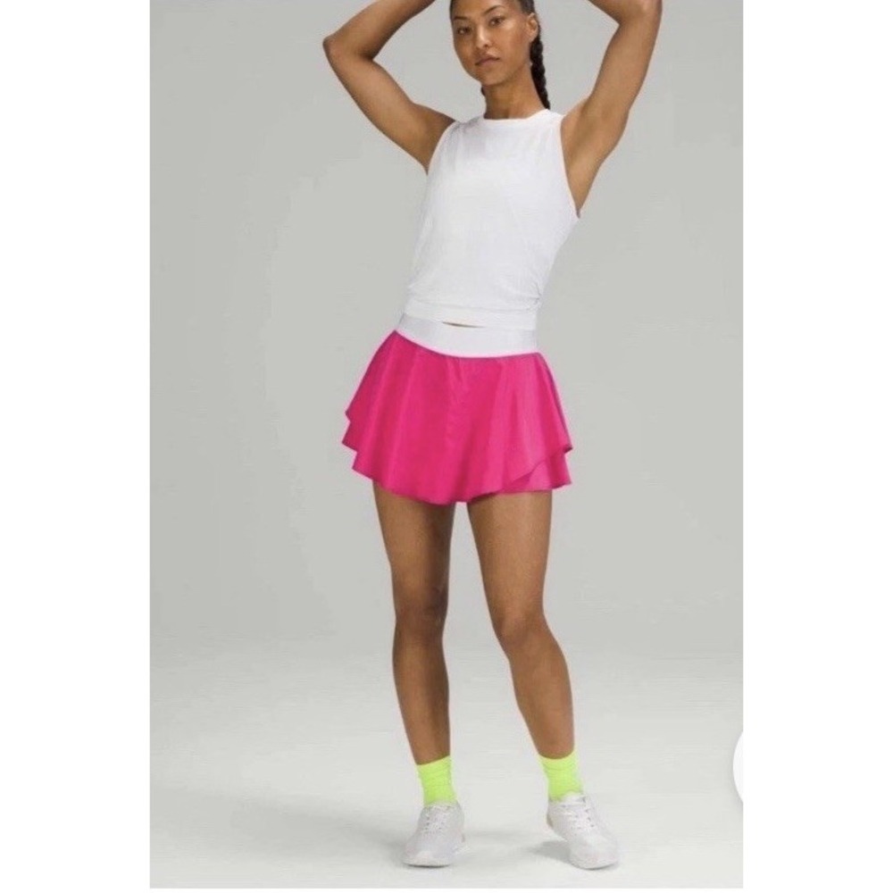 Lululemon Court Rival High Rise Mini Skirt Sonic Pink Pickleball Tennis Golf 8